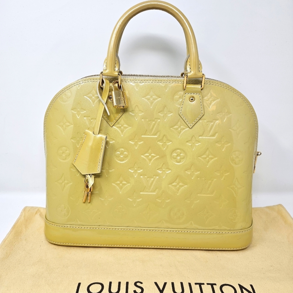 Louis Vuitton Yellow Satchel with Monogram Embossing